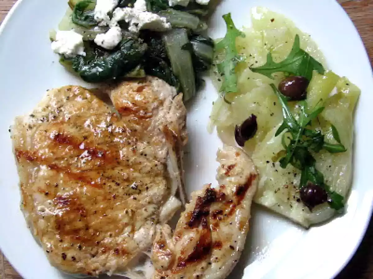 Salade de fenouil & blettes avec cotelette de veau grillé