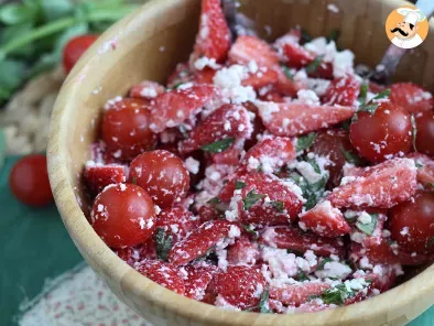 Salade de fraises, tomates, feta et basilic, photo 3