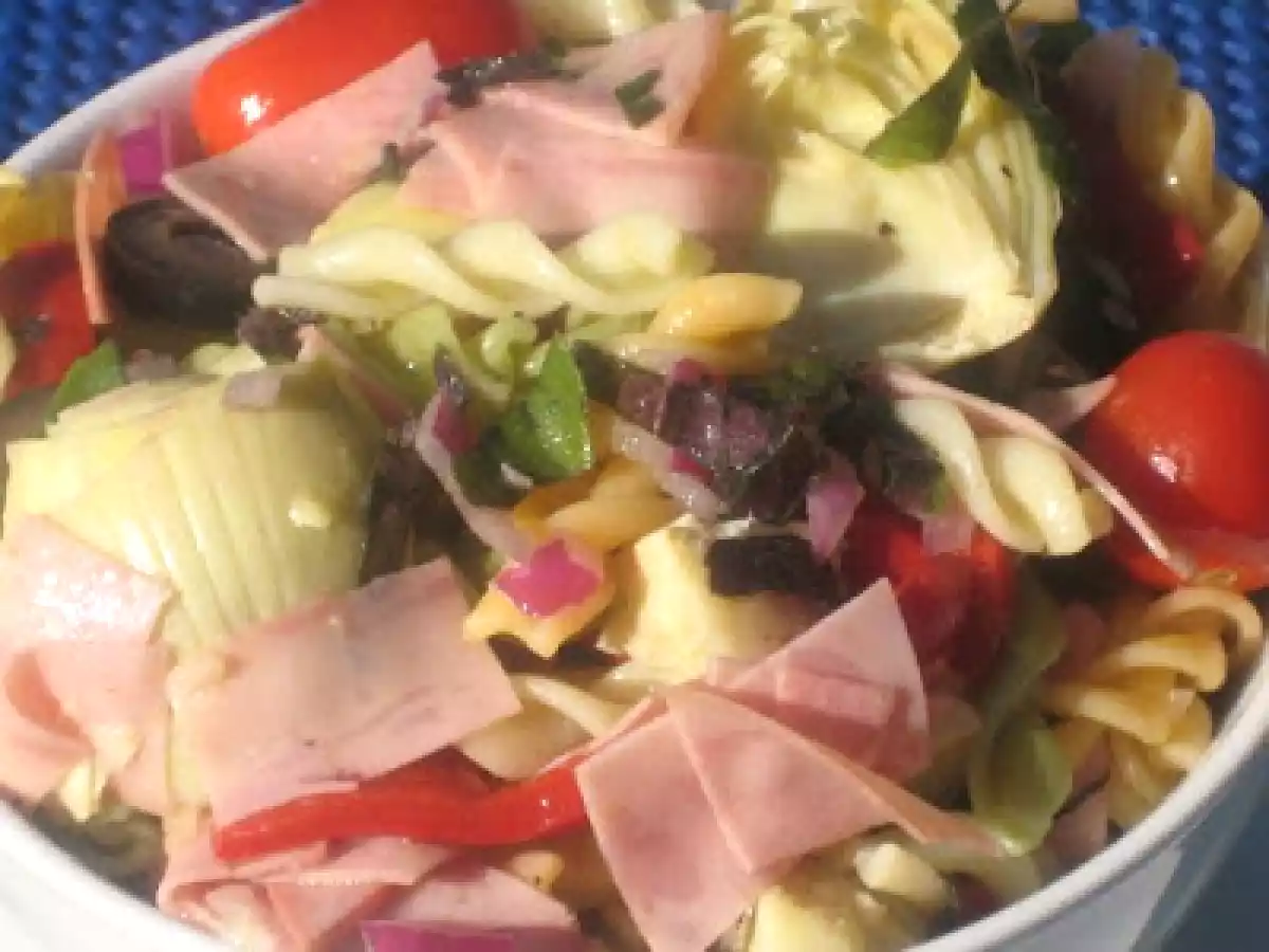 SALADE DE FUSILLI, COEURS D'ARTICHAUTS À LA MORTADELLE - photo 3