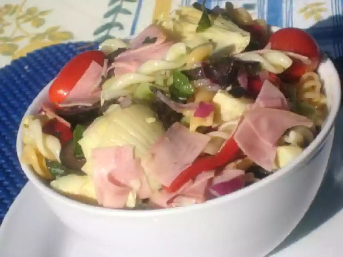 SALADE DE FUSILLI, COEURS D'ARTICHAUTS À LA MORTADELLE - photo 4