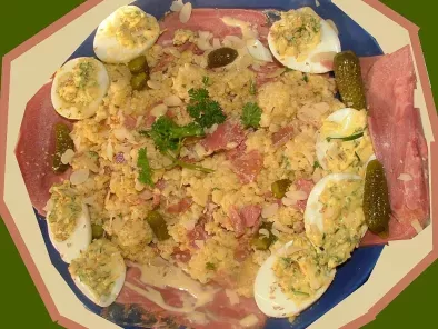 Salade de langues de porc et perles du japon façon mimosa
