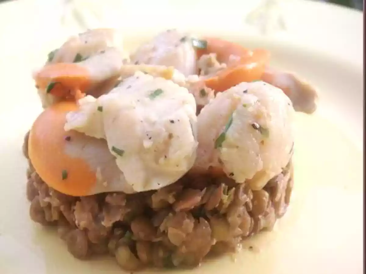 Salade de lentilles aux noix de Saint Jacques