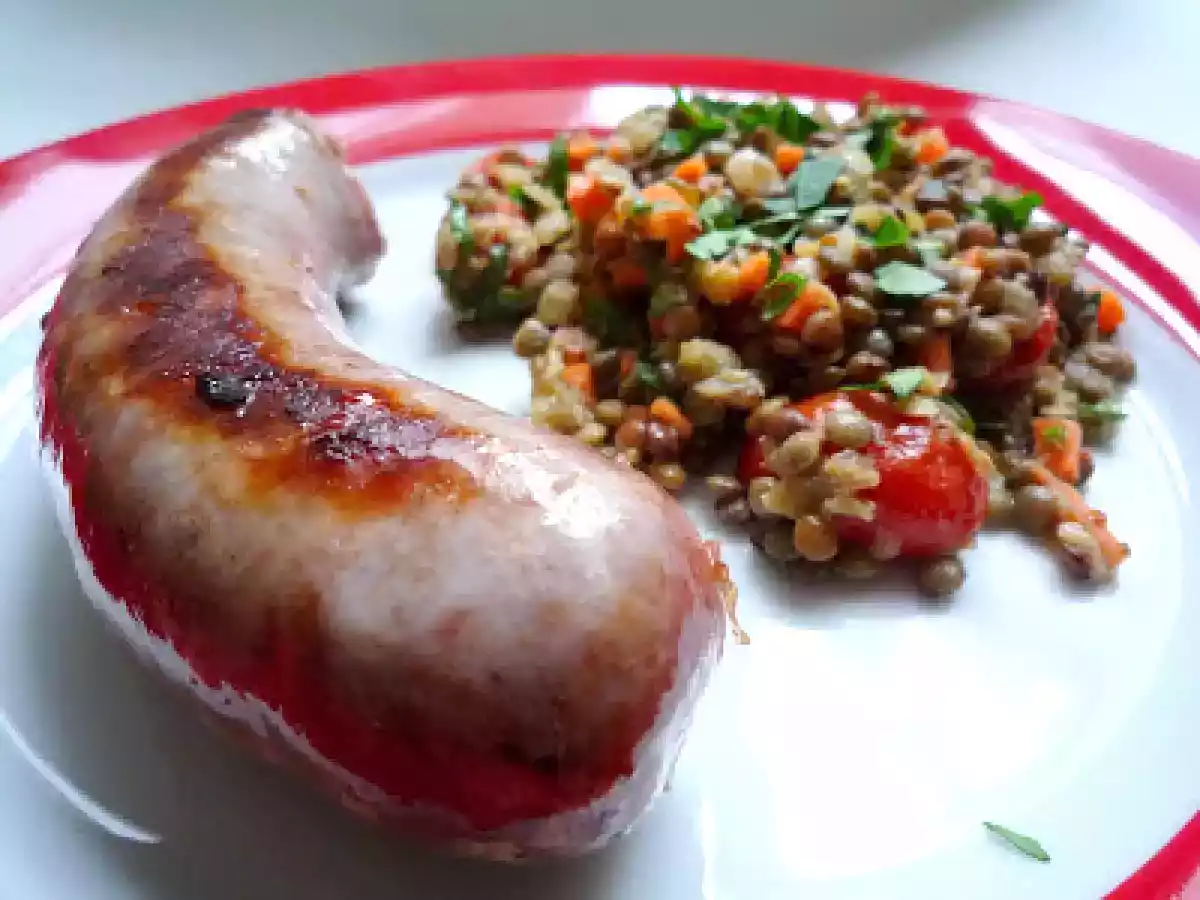 Salade de lentilles et sausisse de Toulouse - Toulouser Bratwurst mit Linsensalat