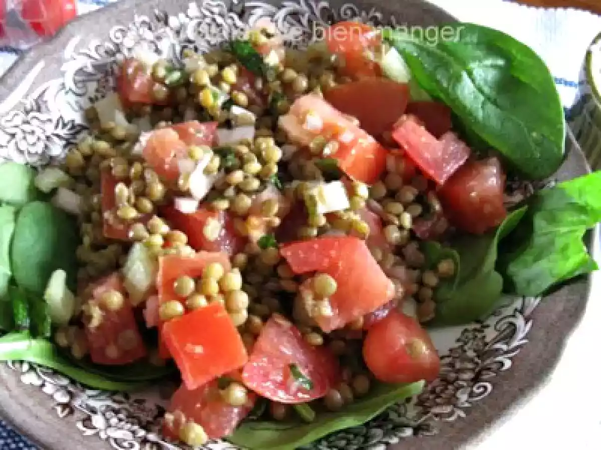 Salade de lentilles et tomates à la menthe