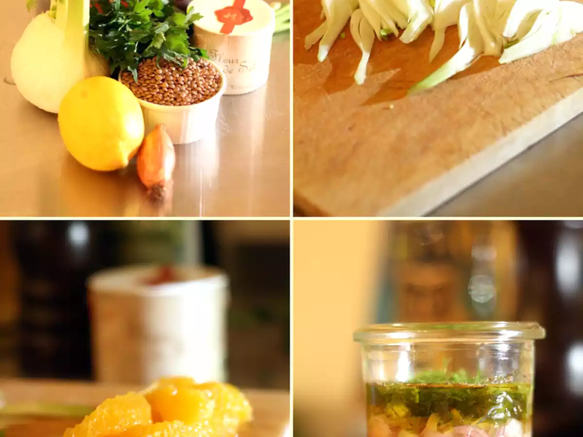 Salade de lentilles, fenouil, orange et saumon fumé - photo 2