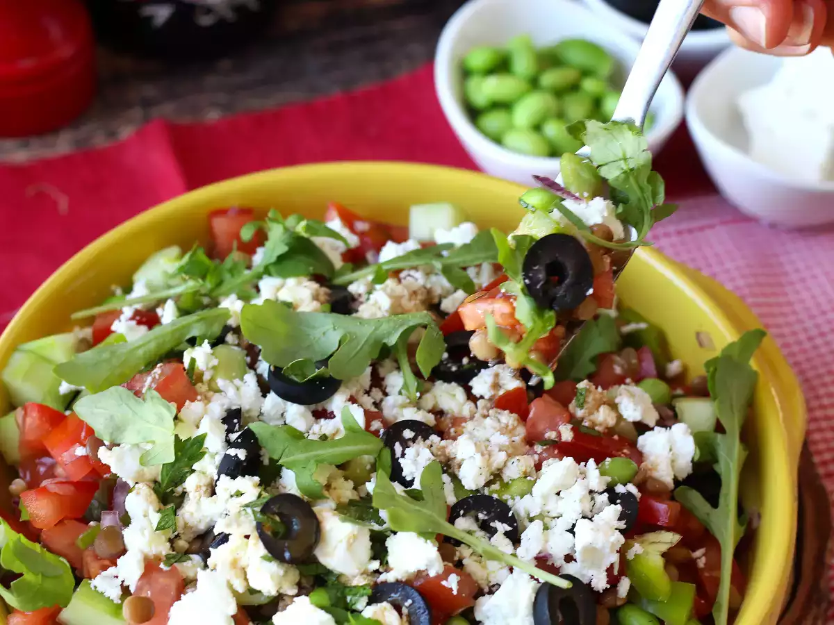 Salade de lentilles, feta et edamame aux légumes croquants - photo 3
