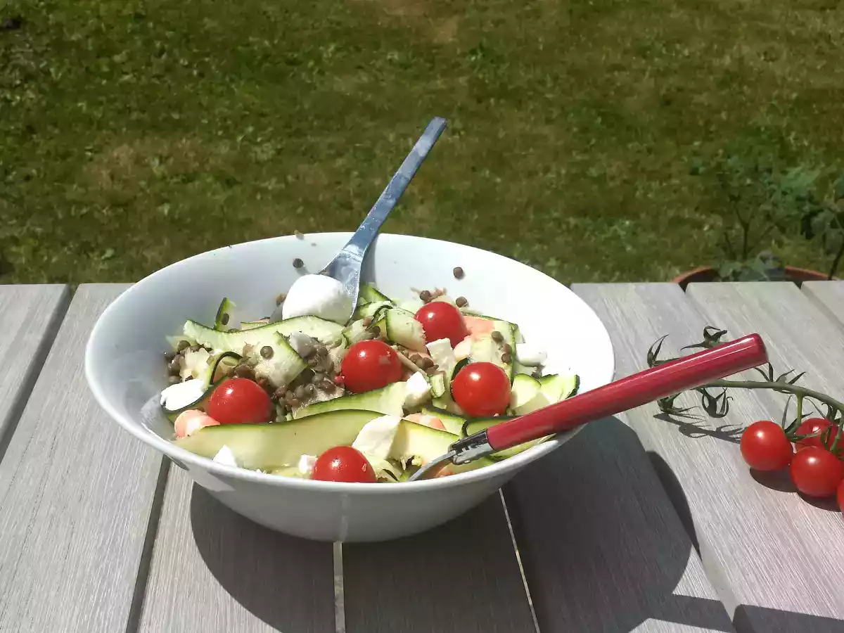 Salade de lentilles, tomates et mozzarella