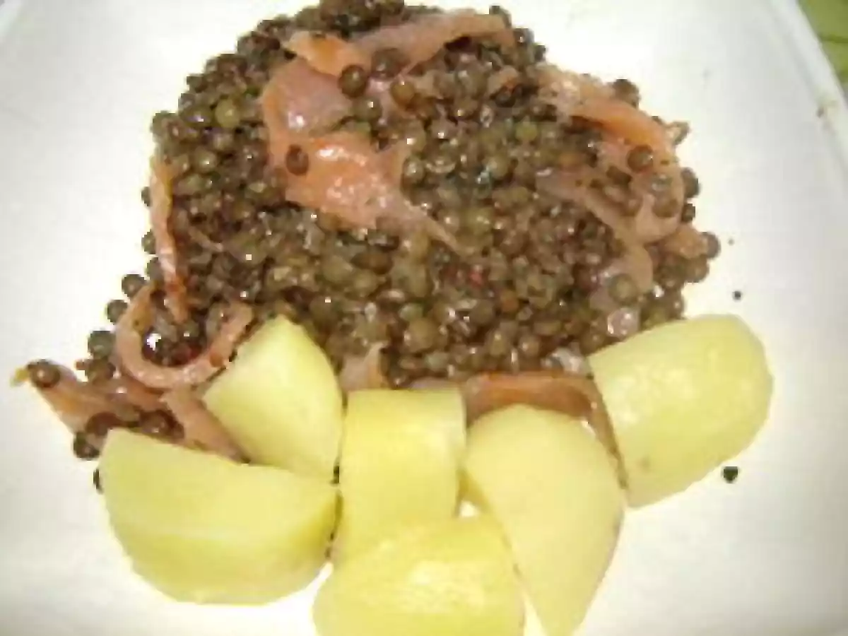 Salade de lentilles vertes, saumon fumé et pommes de terre de Cléa
