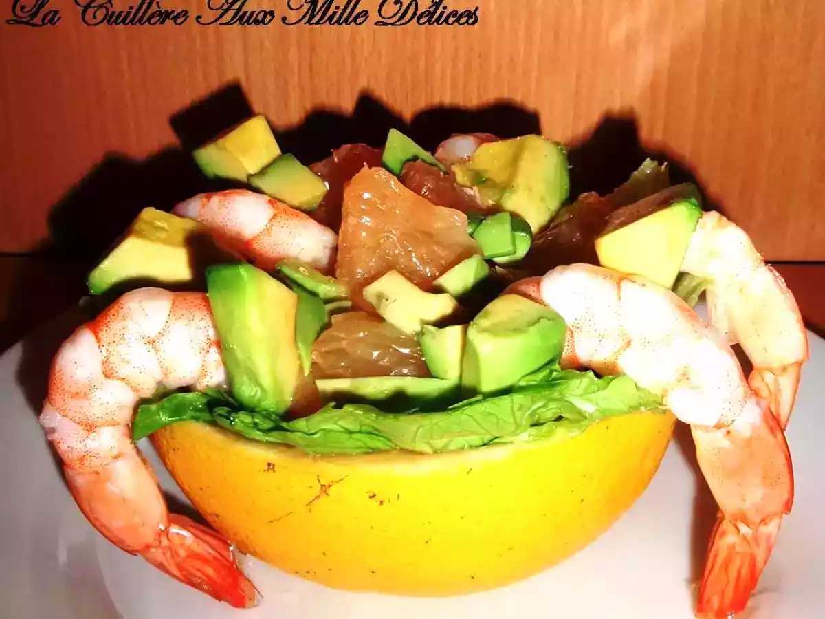 Salade de pamplemousse, avocat & crevettes