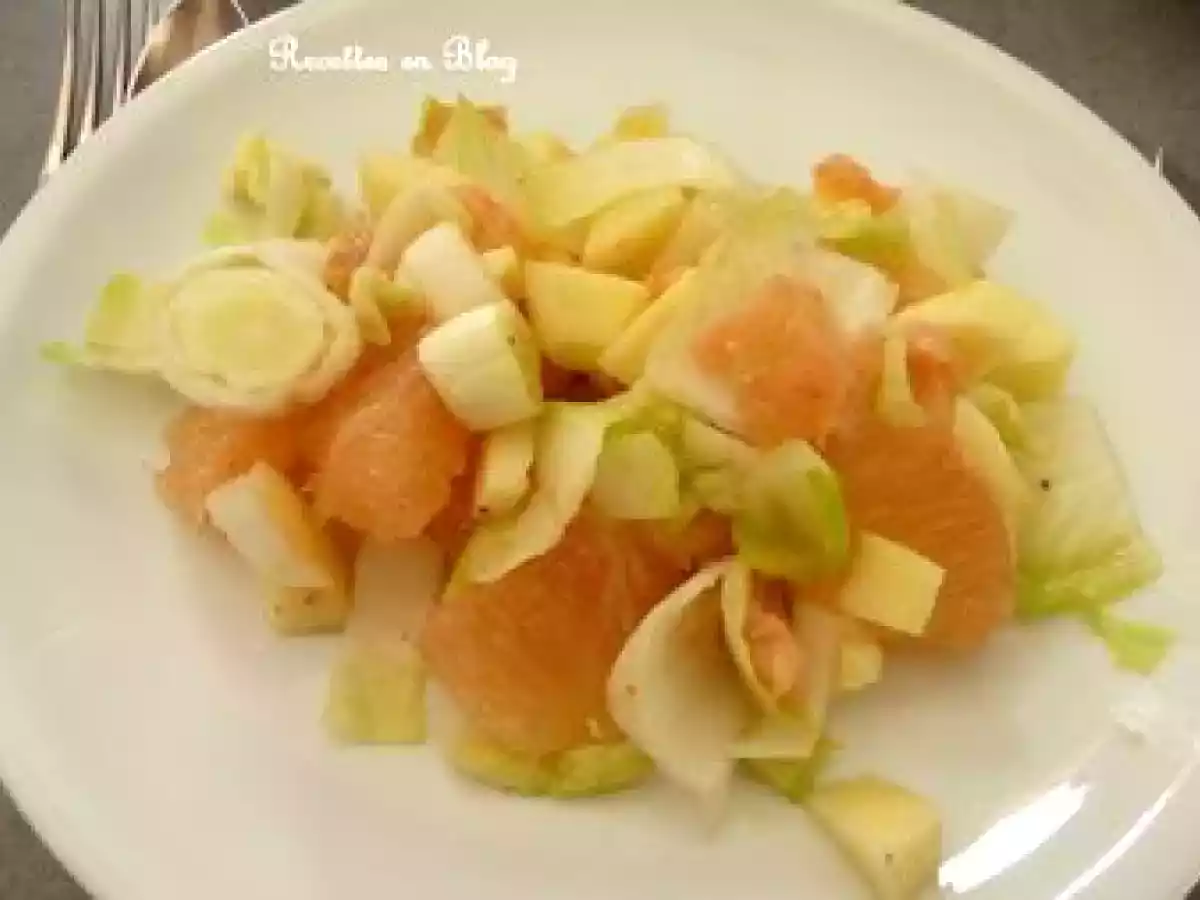 SALADE DE PAMPLEMOUSSES SAUMON FUME ENDIVES ET POMMES - photo 2