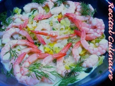 Salade de poireaux aux crevettes