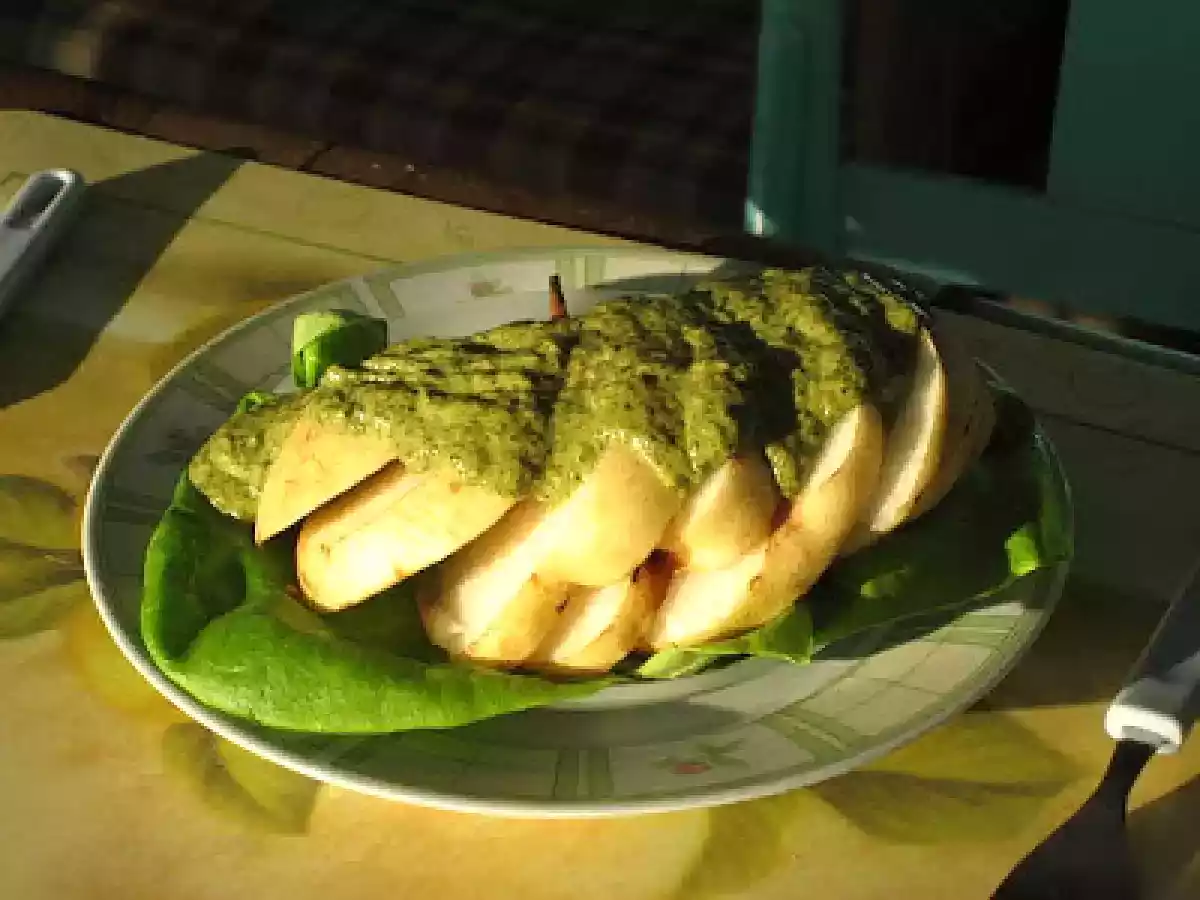 Salade de poires, vinaigrette au cresson