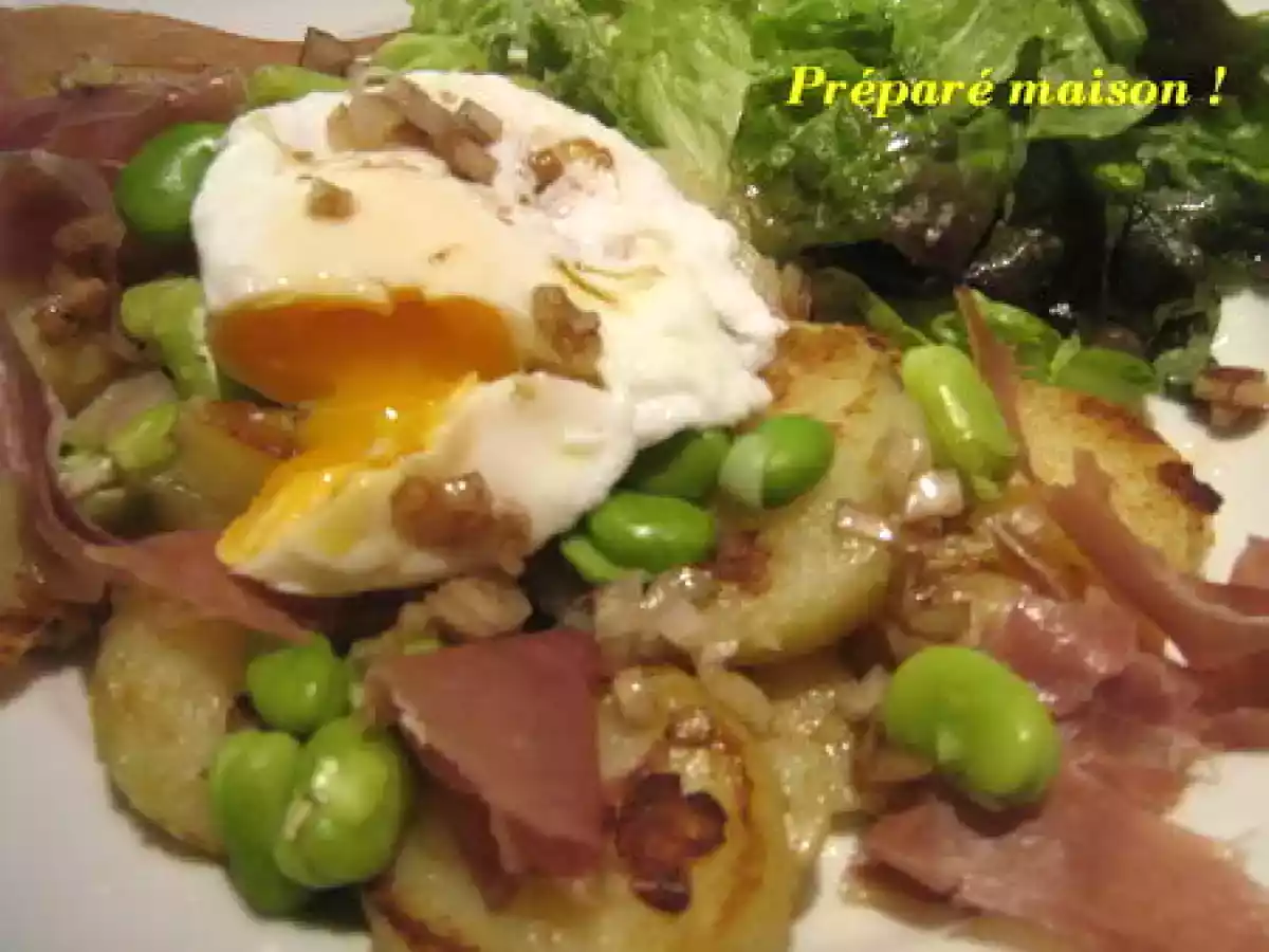Salade de pommes de terre au jambon cru et oeuf poché - photo 2
