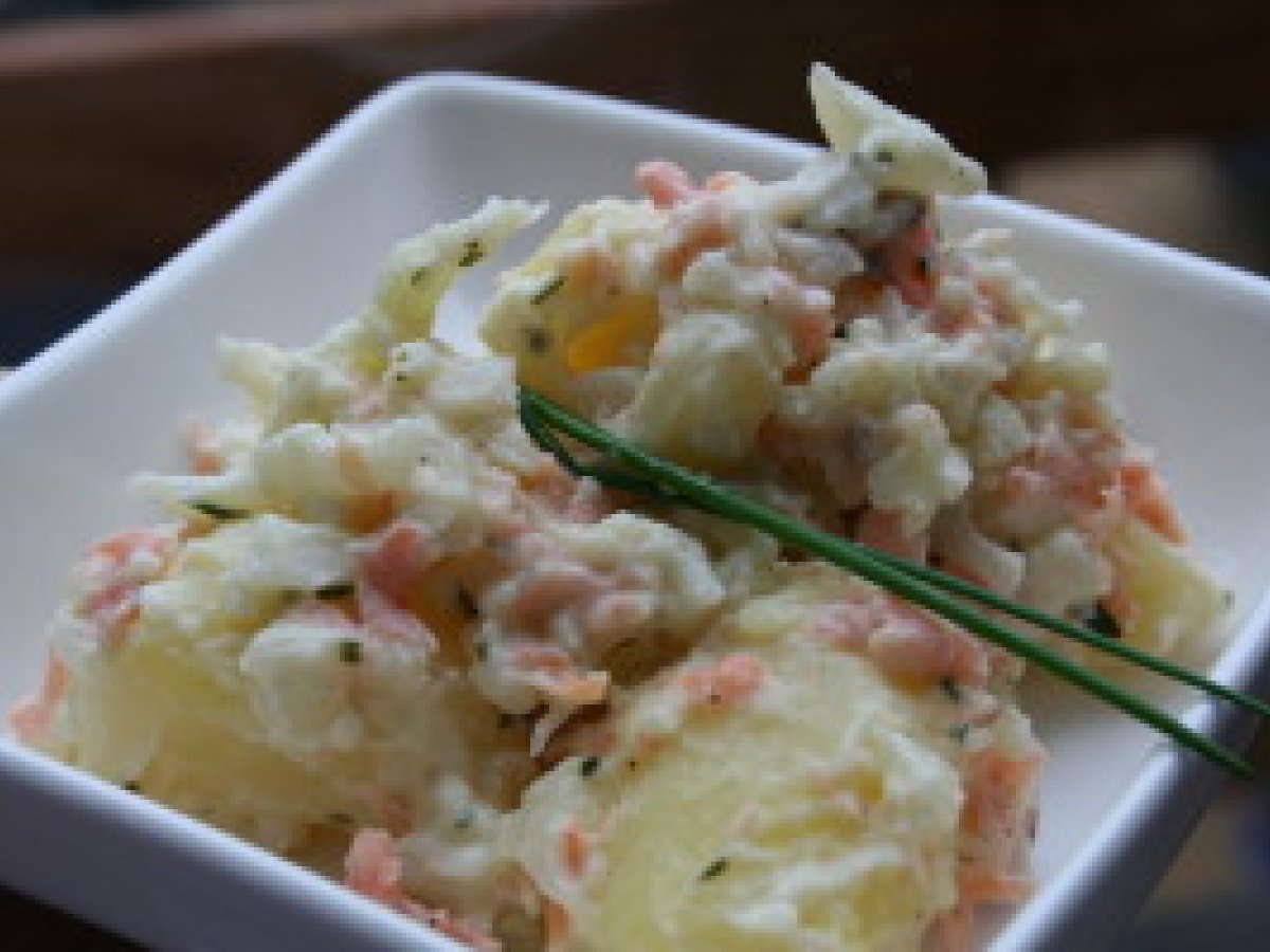 Recette: salade pommes de terre, saumon fumé, chou-fleur
