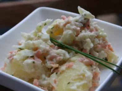 Salade de pommes de terre au saumon fumé et chou fleur