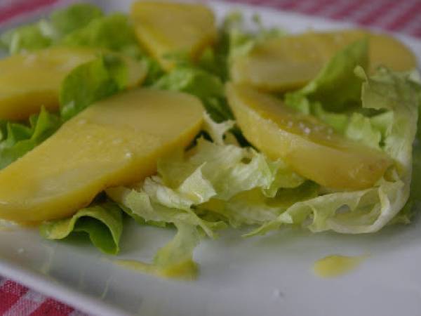 Salade de pommes de terre tièdes sauce parmesan et huile de colza grillé