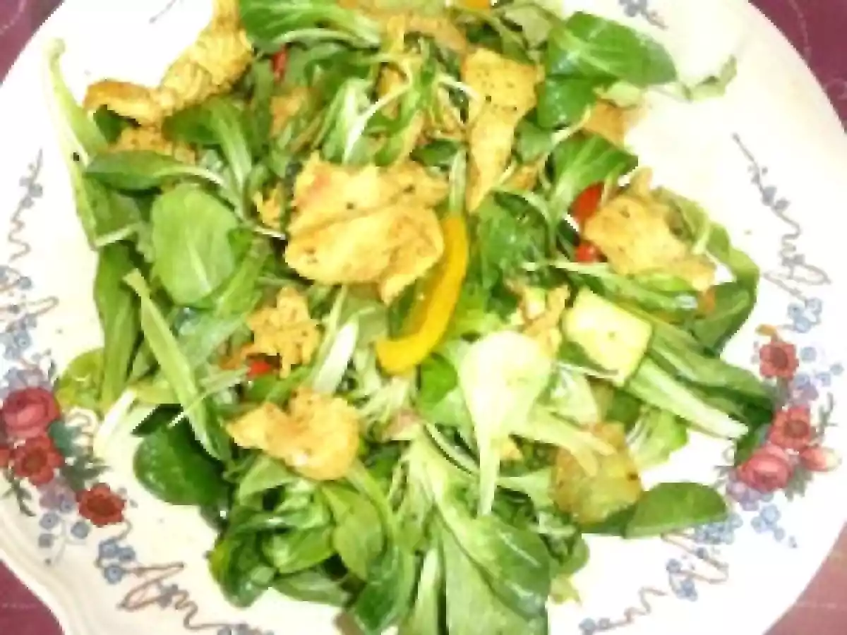 Salade de poulet et roquette au curcuma