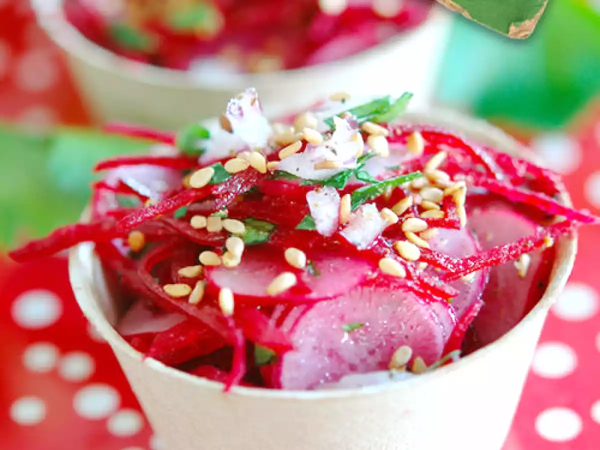 Salade de radis roses