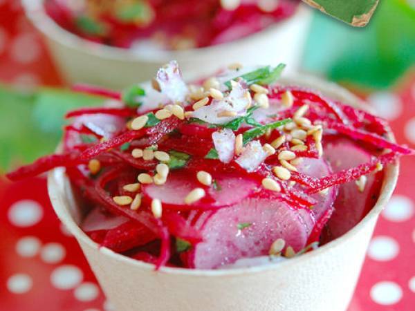 Salade de radis roses