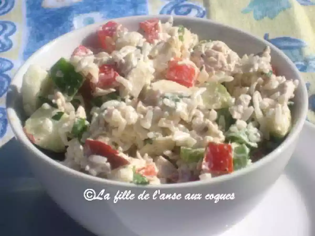 SALADE DE RIZ AU POULET, POMMES ET NOIX