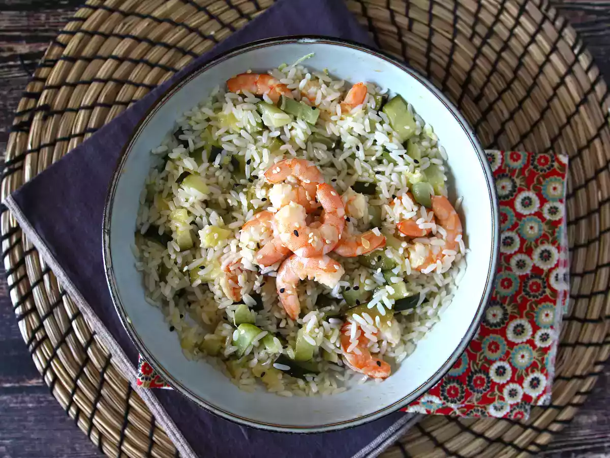 Salade de riz aux crevettes, courgettes et gingembre - photo 3