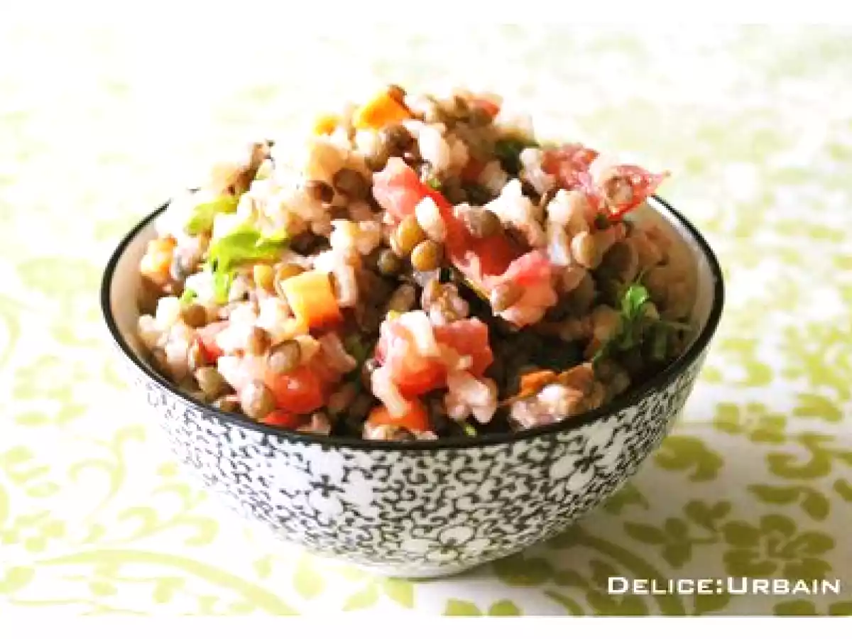 SALADE DE RIZ COMPLET ET DE LENTILLES VERTES