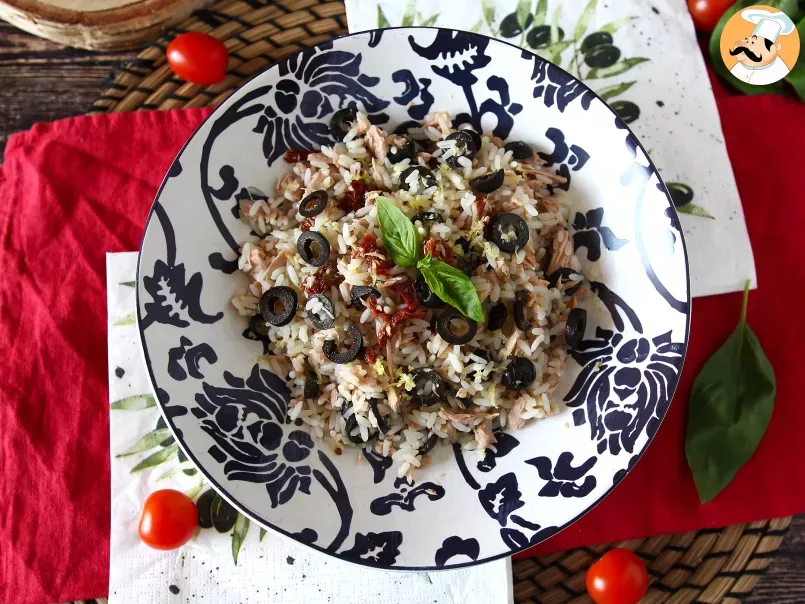 Salade de riz méditerranéenne: thon, olive, tomates séchées et citron, photo 4