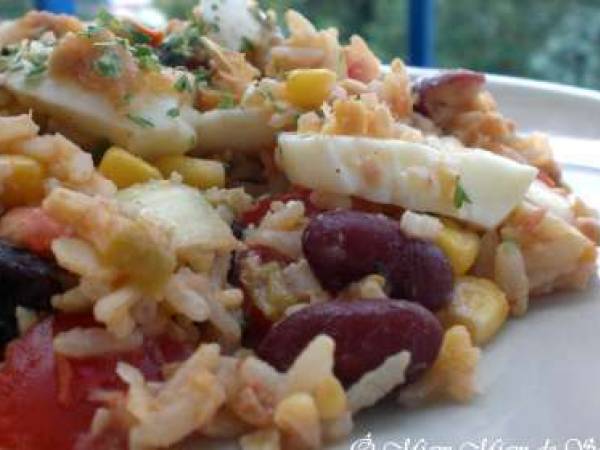 SALADE DE RIZ THAÏ & SOJA & LENTILLES à LA MEXICAINE