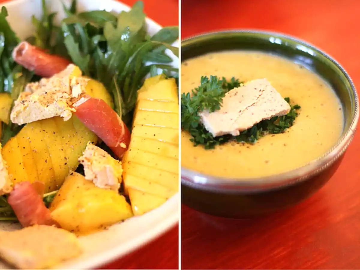 Salade de roquette à la mangue & au foie gras ou velouté de châtaigne? - photo 2