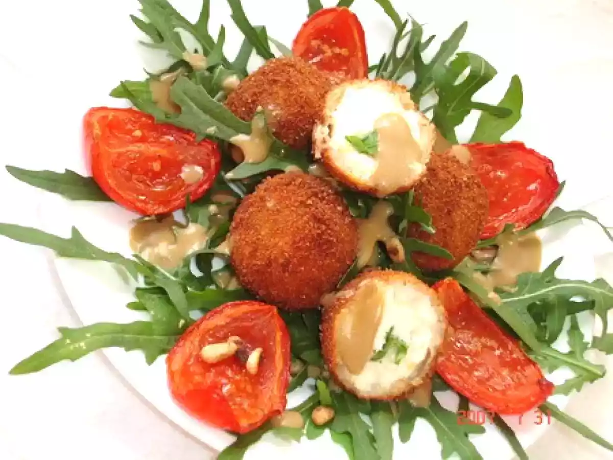 Salade de roquette aux beignets de mozzarella
