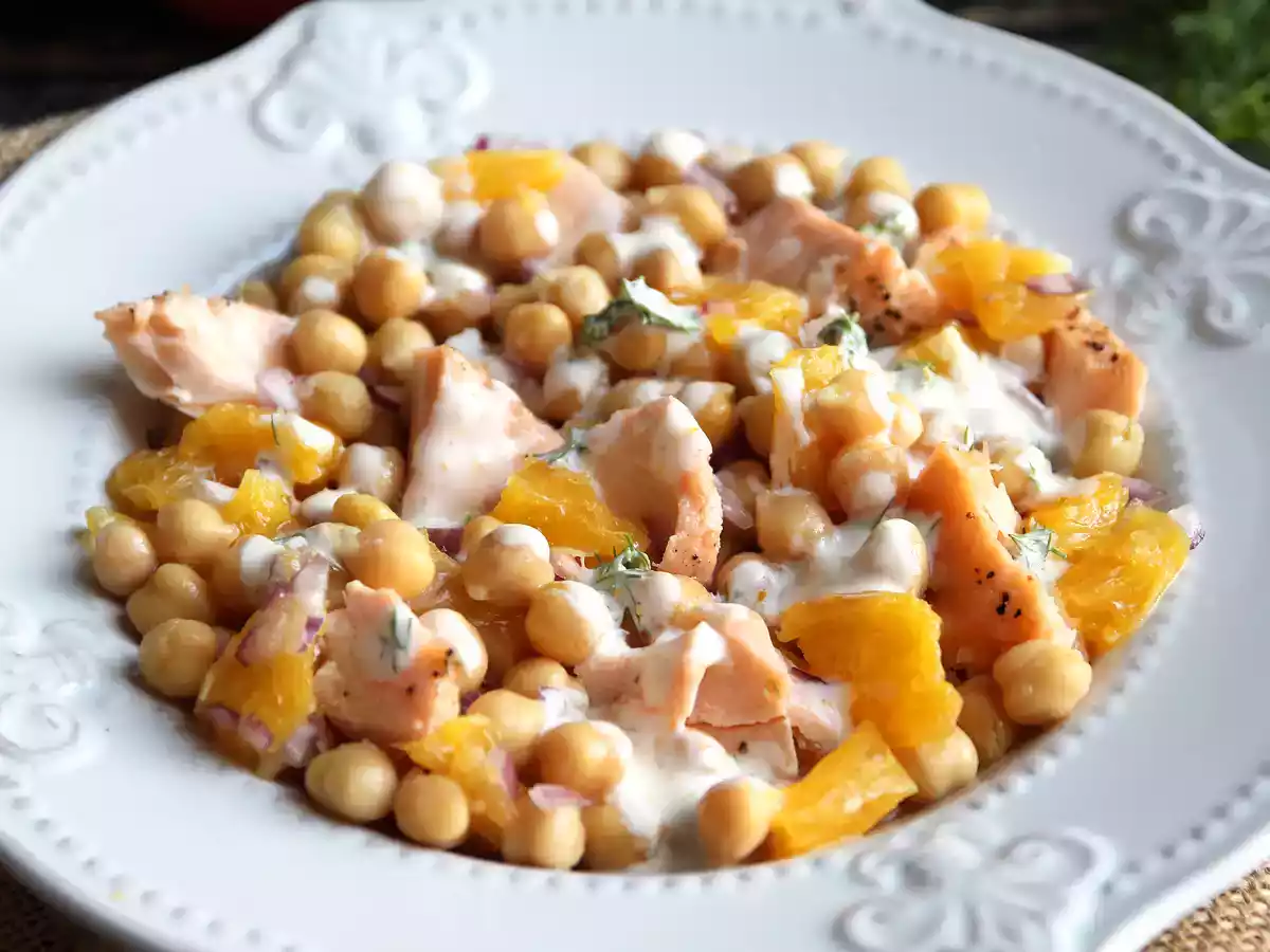 Salade de saumon, pois chiches et orange - photo 2