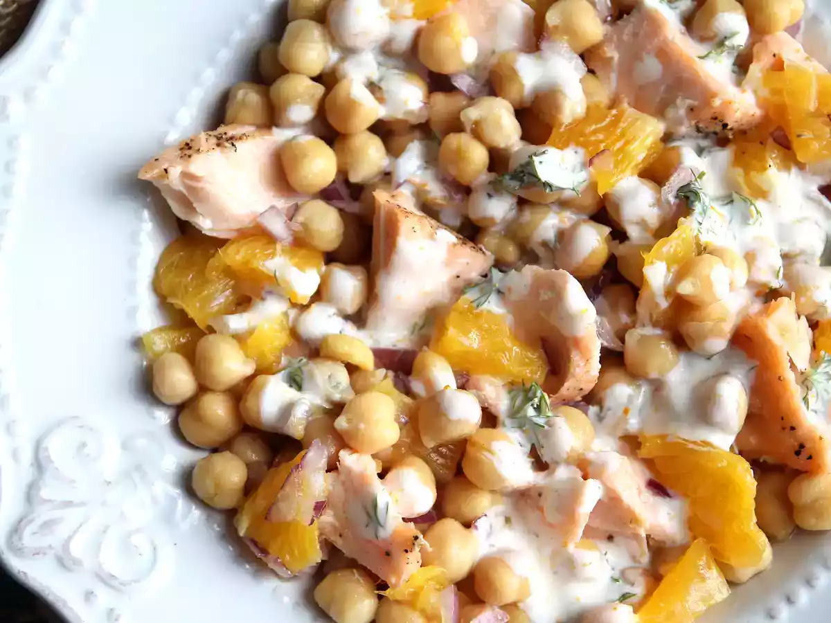 Salade de saumon, pois chiches et orange - photo 3