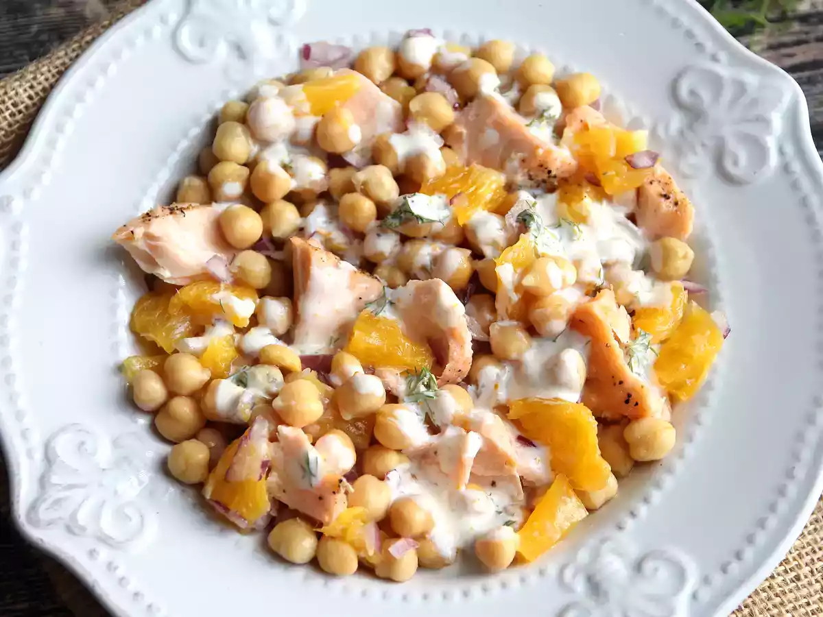 Salade de saumon, pois chiches et orange - photo 4
