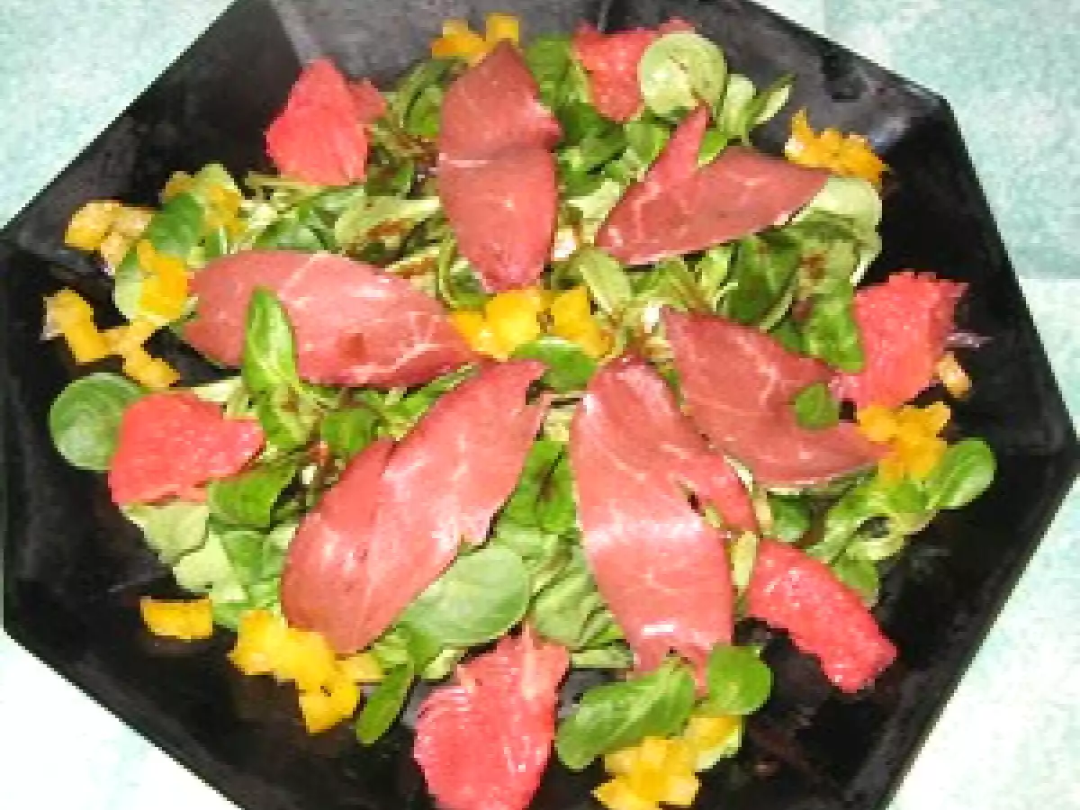 Salade festive de mâche au magret de canard fumé - photo 3
