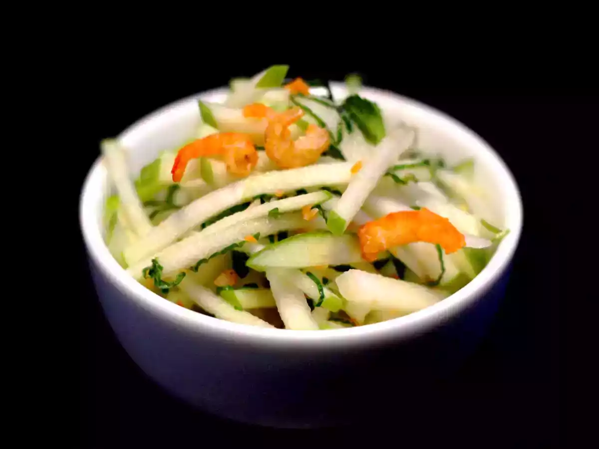 Salade Granny Smith / Menthe / Crevettes séchées