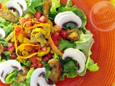 Salade mix en couleurs et poulet épicé
