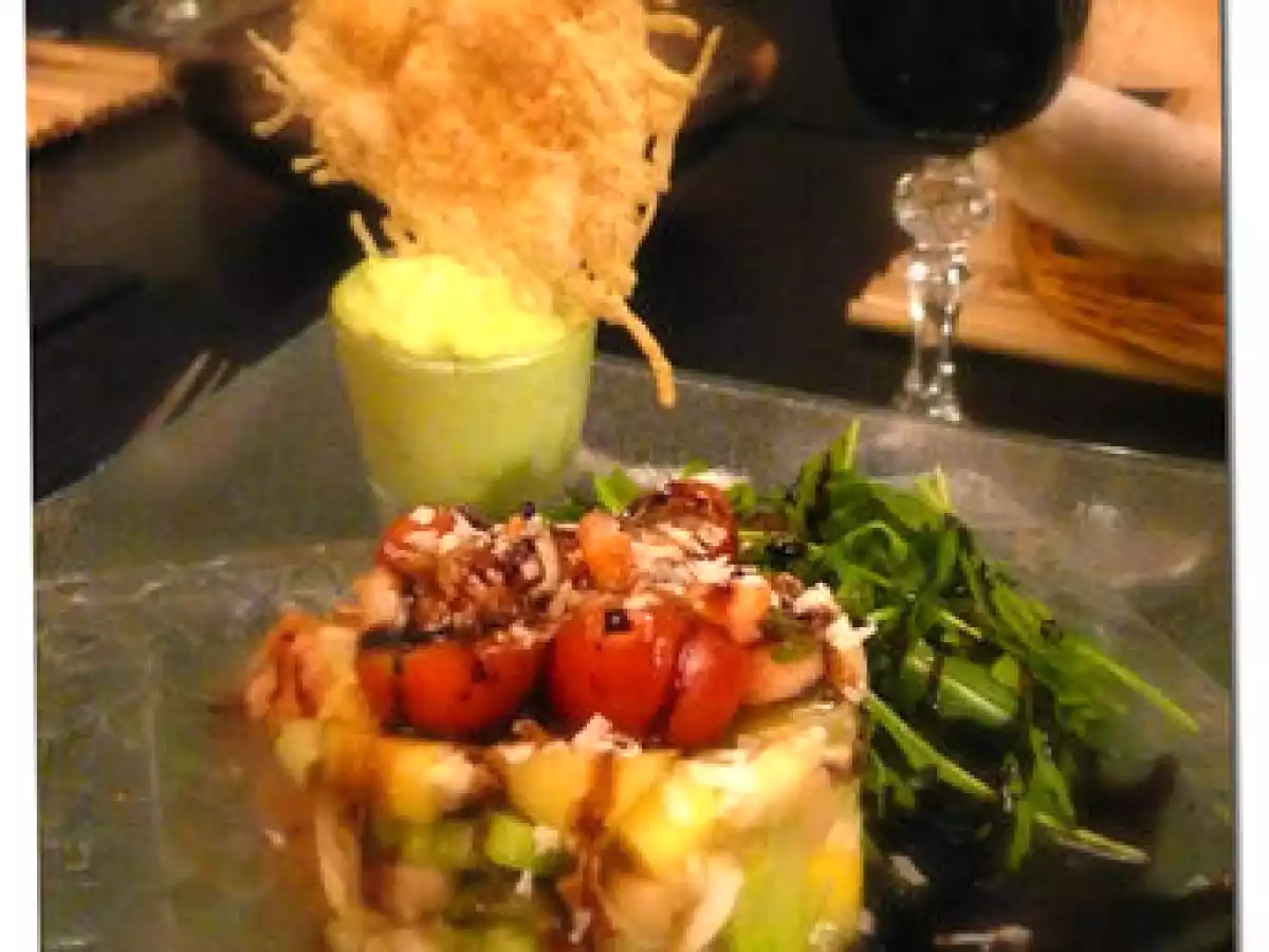 Salade Orchidée à la mangue et au gingembre, verrine d'avocat au coco...