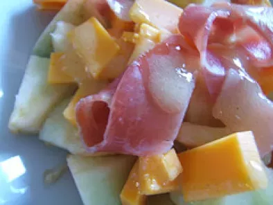 Salade pomme verte, jambon cru et mimolette