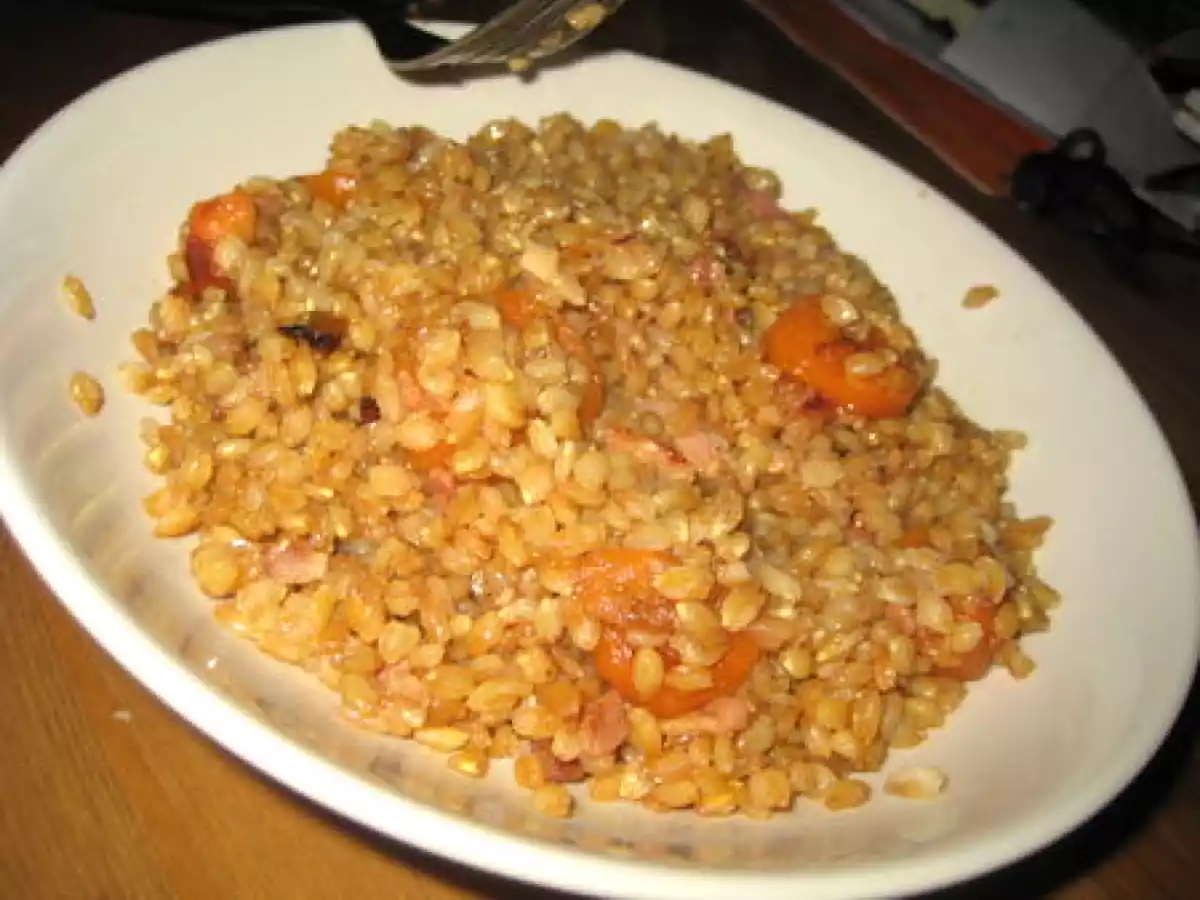 Salade tiède petit épeautre, carottes caramélisées et Noix de cajou