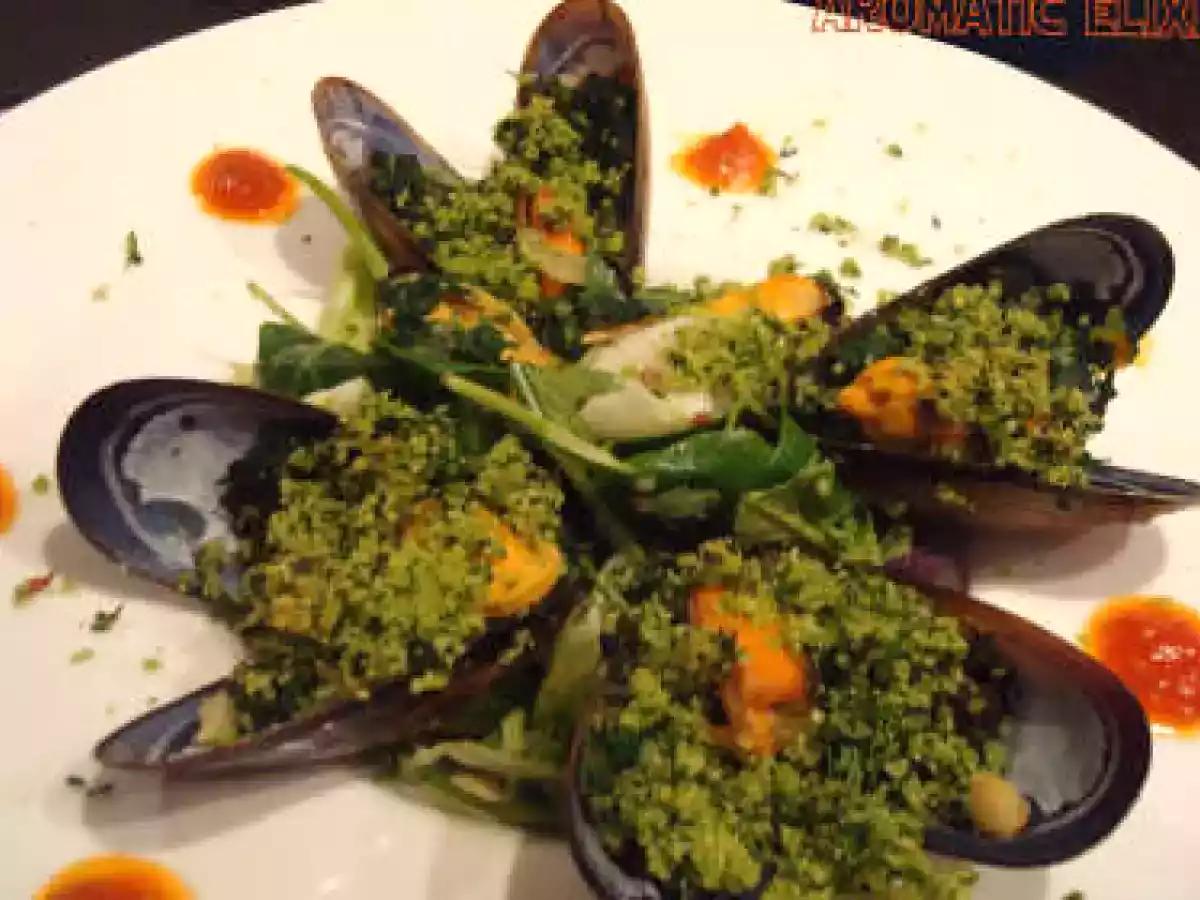 Saladine de moules en chapelure verte