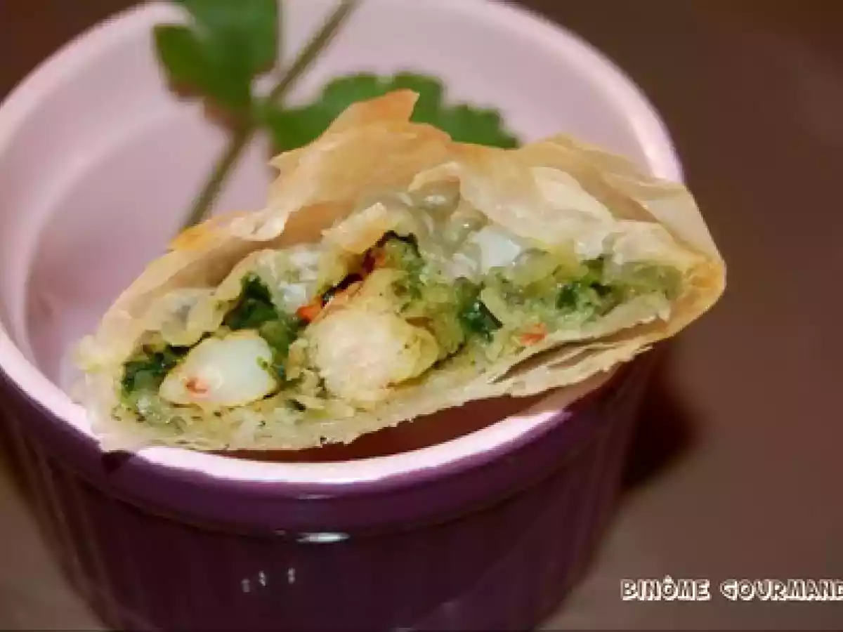 Samossas aux crevettes et aux épinards