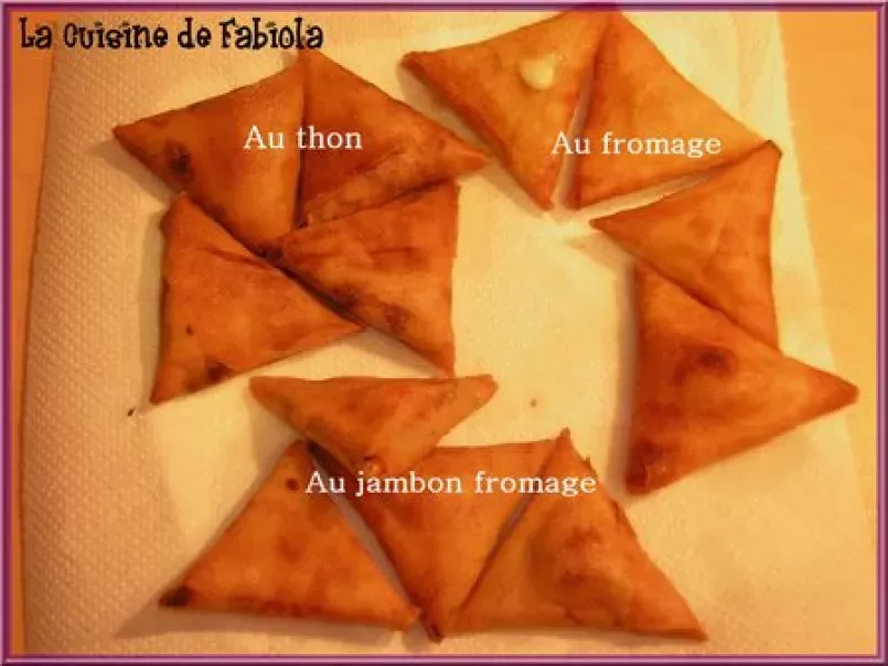 Samoussas au thon, jambon fromage et fromage