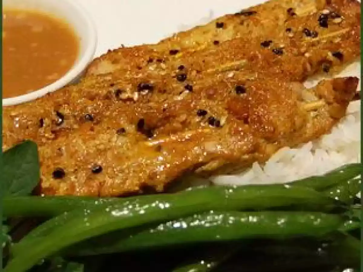 Satay de veau de lait, sauce au sésame, sans gluten