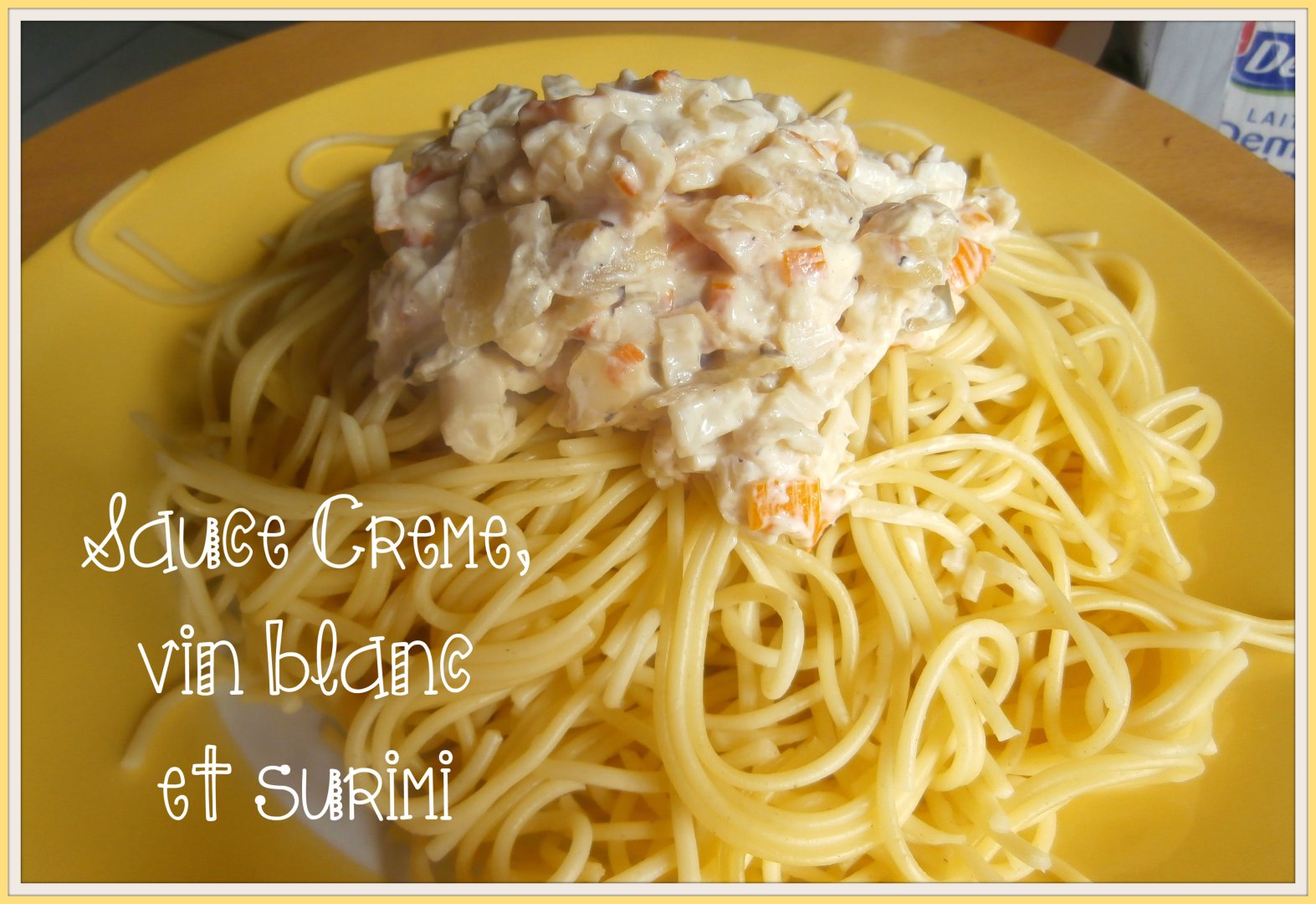 Sauce pour pâte crême, vin blanc et surimis Recette Ptitchef