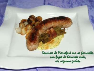Saucisse de Pierrefort sur sa farinette Auvergnate, son fagot de haricots verts ... - photo 2