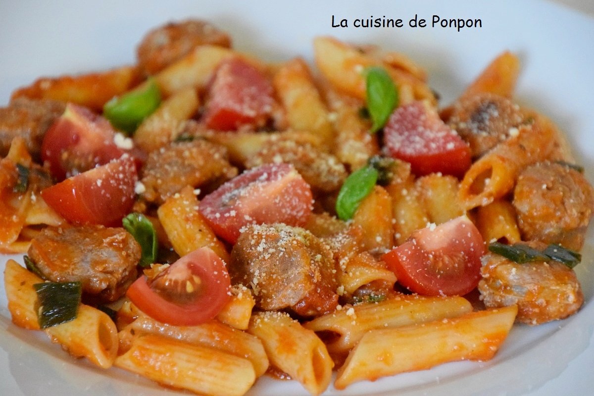 Saucisse et penne sauce tomate Recette Ptitchef