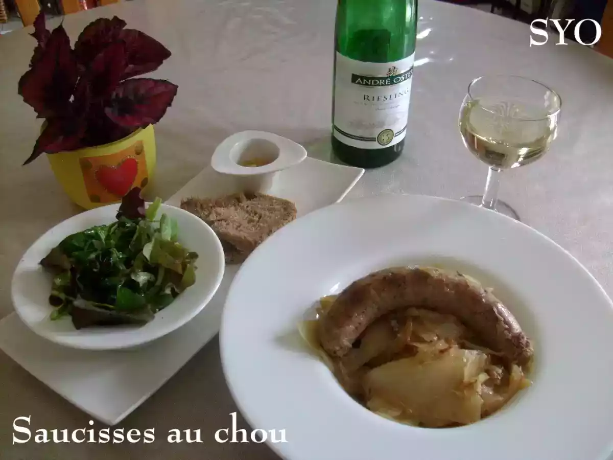 Saucisses au chou blanc à l'ancienne, du Petit Bistro de Mamigoz