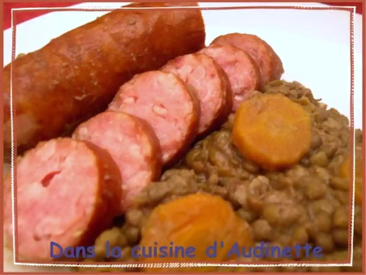 Saucisses de Montelliard aux lentilles vertes du Puy