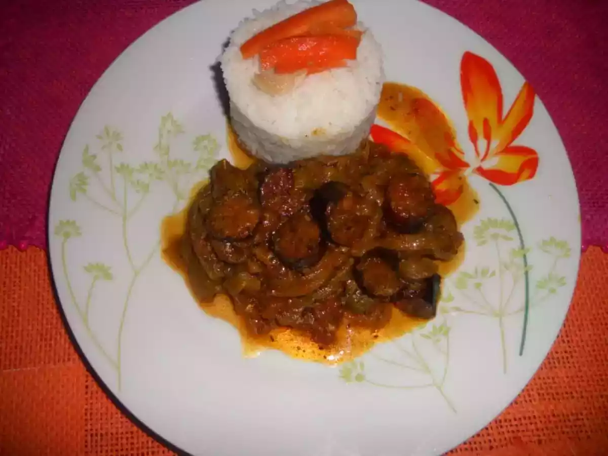 Saucisses fumées aux aubergines