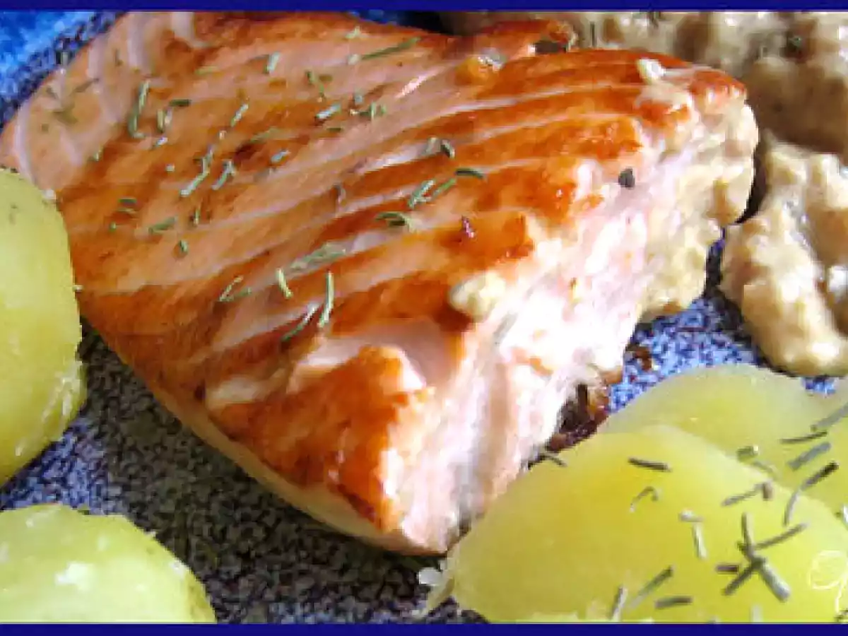 Saumon à la moutarde et pommes de terre (recette allégée)